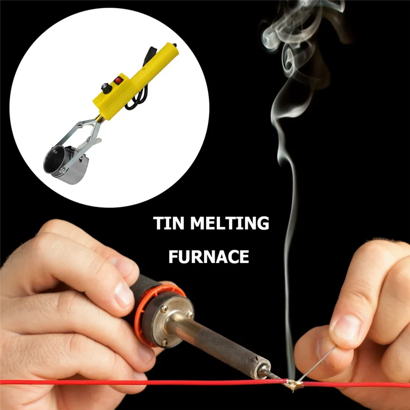 ABNM 500W Tin Melting Solder Pot Handheld Soldering Repair Furnace Adjustable Temperature Desoldering Pot Tool EU Plug Easy Inst
