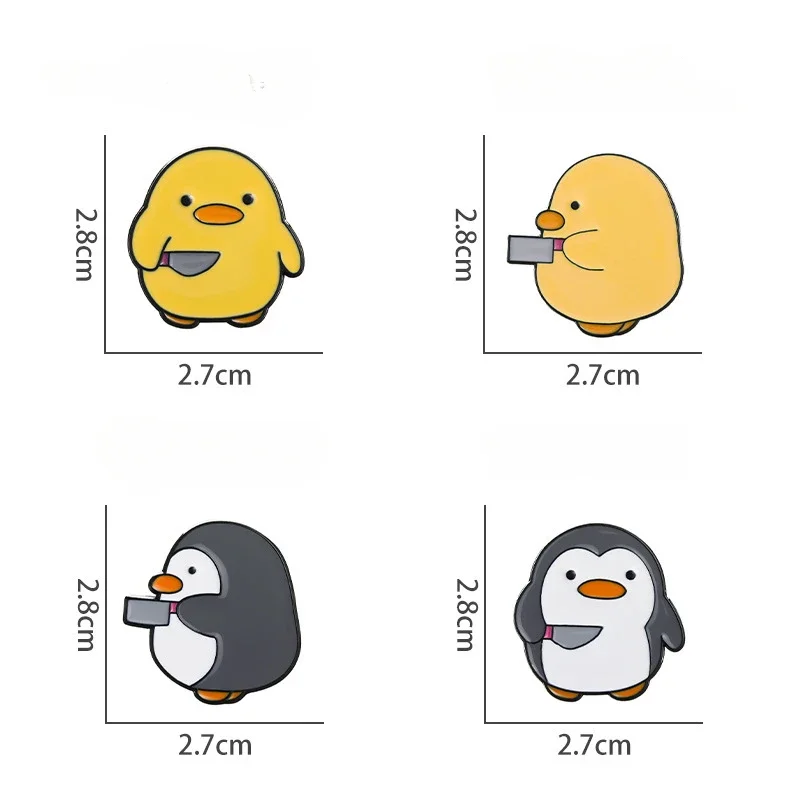 Cartoon Penguin Enamel Pin Badge Chick Knife Animal Cute Brooch Jewelry Women Lapel Backpack Gift Wholesale