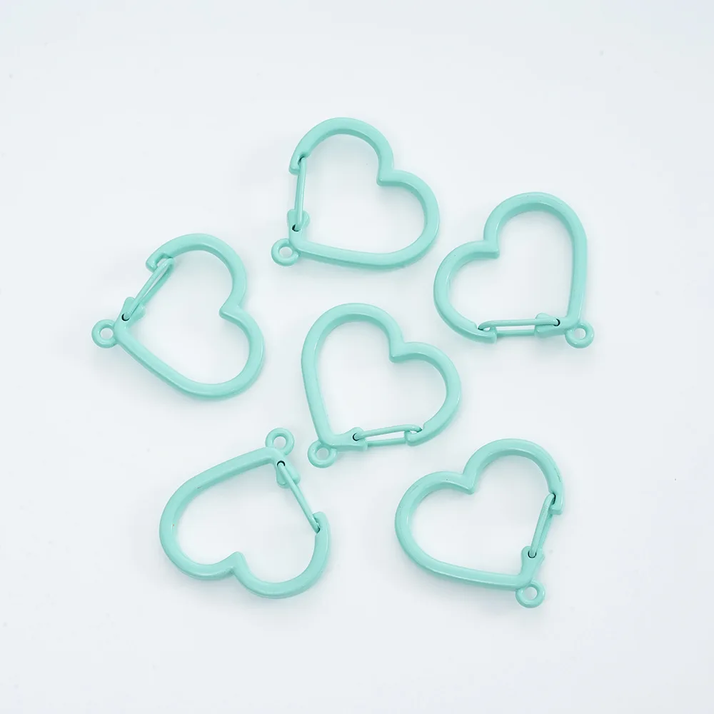 5 قطعة سلاسل المفاتيح المعدنية الملونة القلب الدورية مشبك الربيع جراد البحر المشابك السنانير حلقة رئيسية Keyrings اكسسوارات صنع المجوهرات