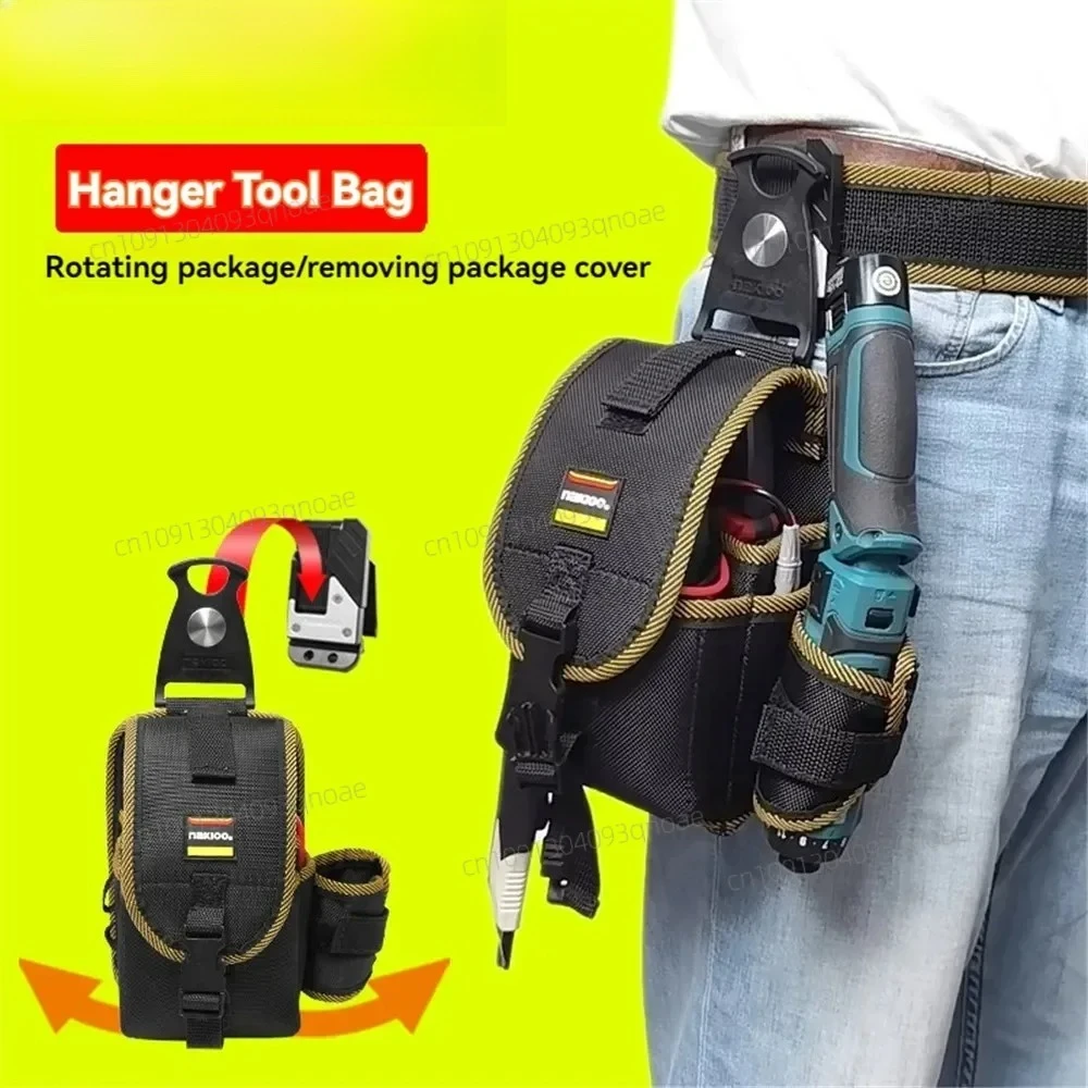

NAKIOO Tool Belt Bag 1680D Rotatable Quick-hanging Instruments Electric Drill Tool Pouch for Electrician Tool Organizer