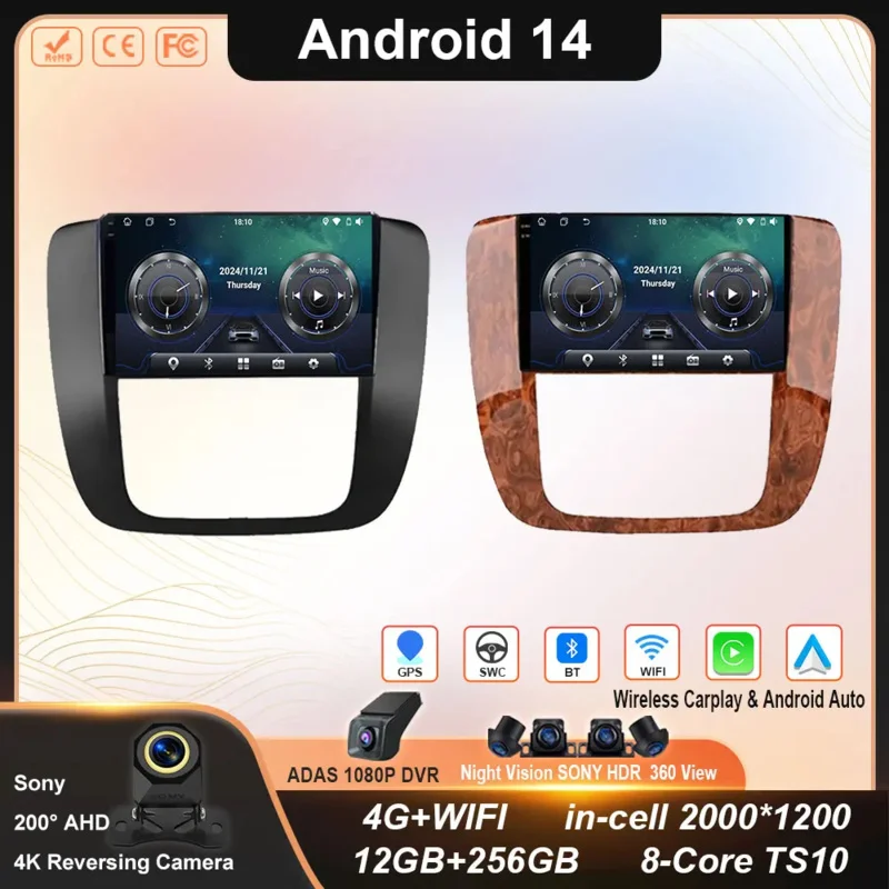 

Android Car For GMC Yukon Chevrolet Tahoe Suburban 2008-2012 GPS Navigation Multimedia Player Stereo Head Unit QLED Screen 5G BT