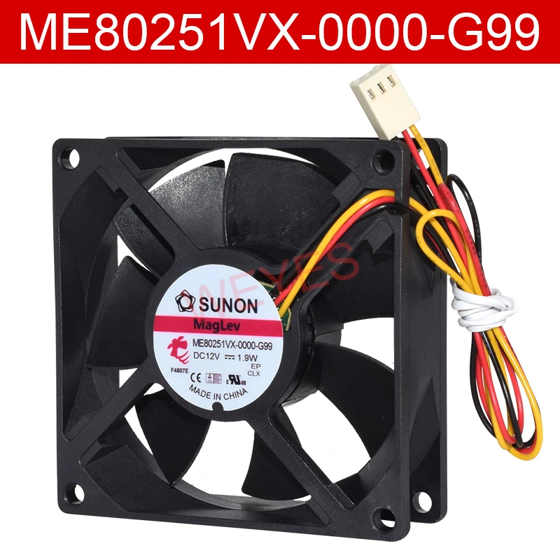 New For SUNON ME80251VX-0000-G99 80*80*25mm 12V 1.9W  3pin Processor Cooler  Fan