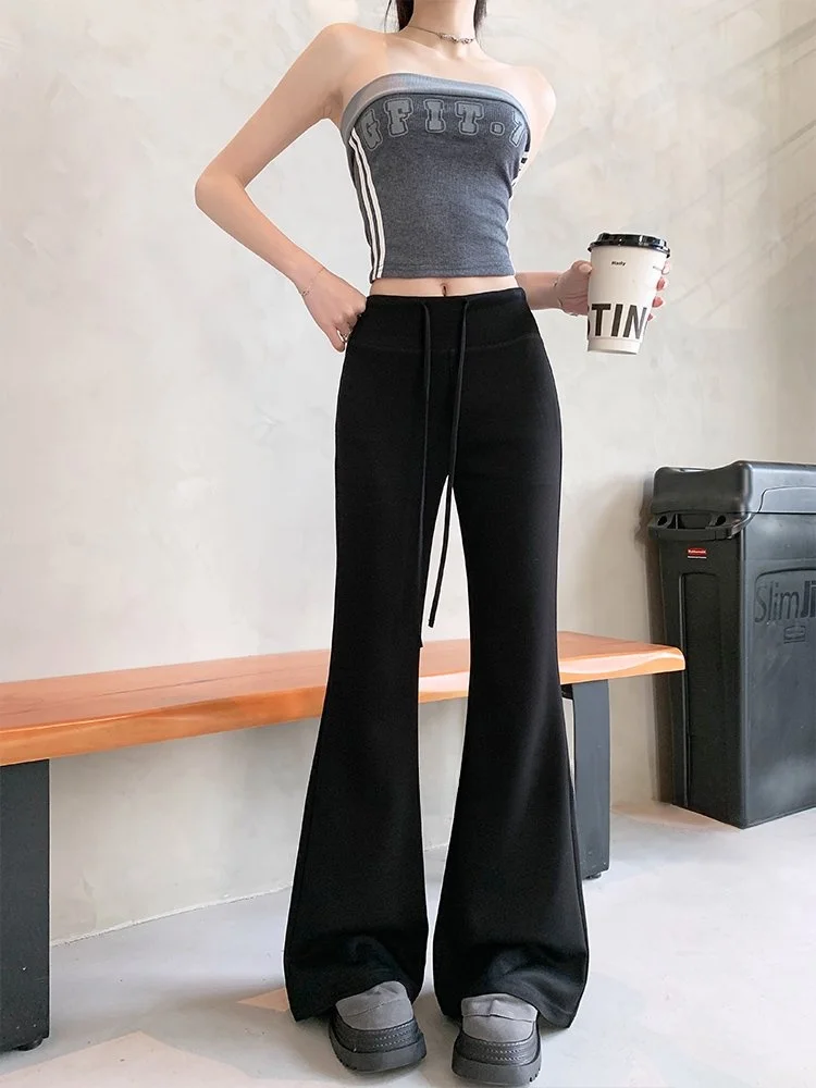 Pantaloni sportivi svasati American Lazy Sle Pantaloni da yoga a gamba larga da donna Pantaloni a vita alta Casual Loose Fit Poliestere traspirante