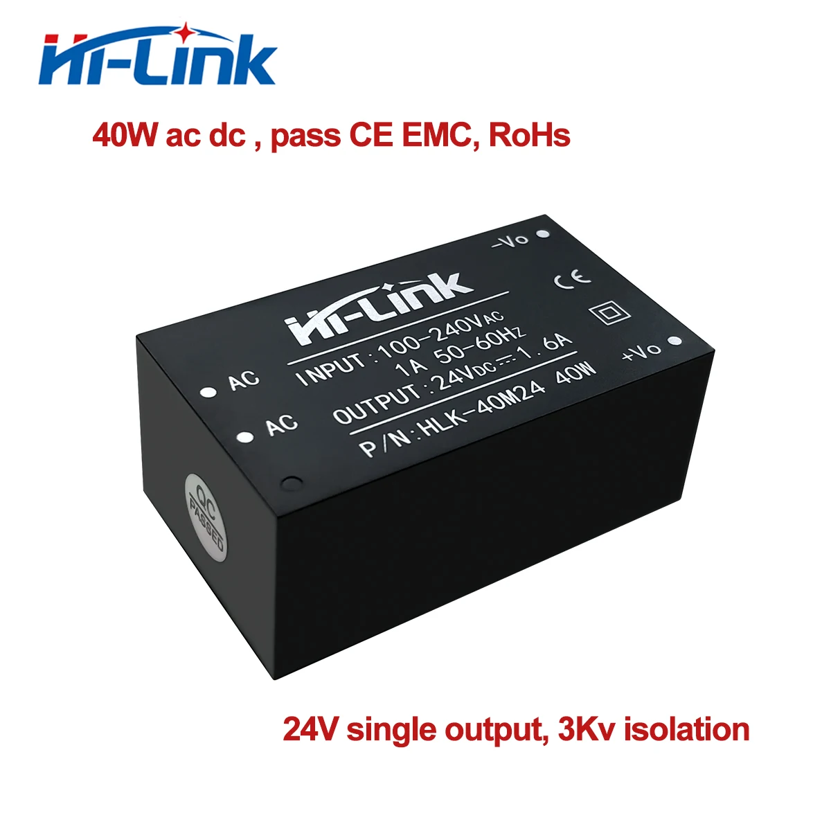 Free Shipping Original Hilink HLK-40M24 220V to 24V 40W AC DC Power Supply Module 2pcs