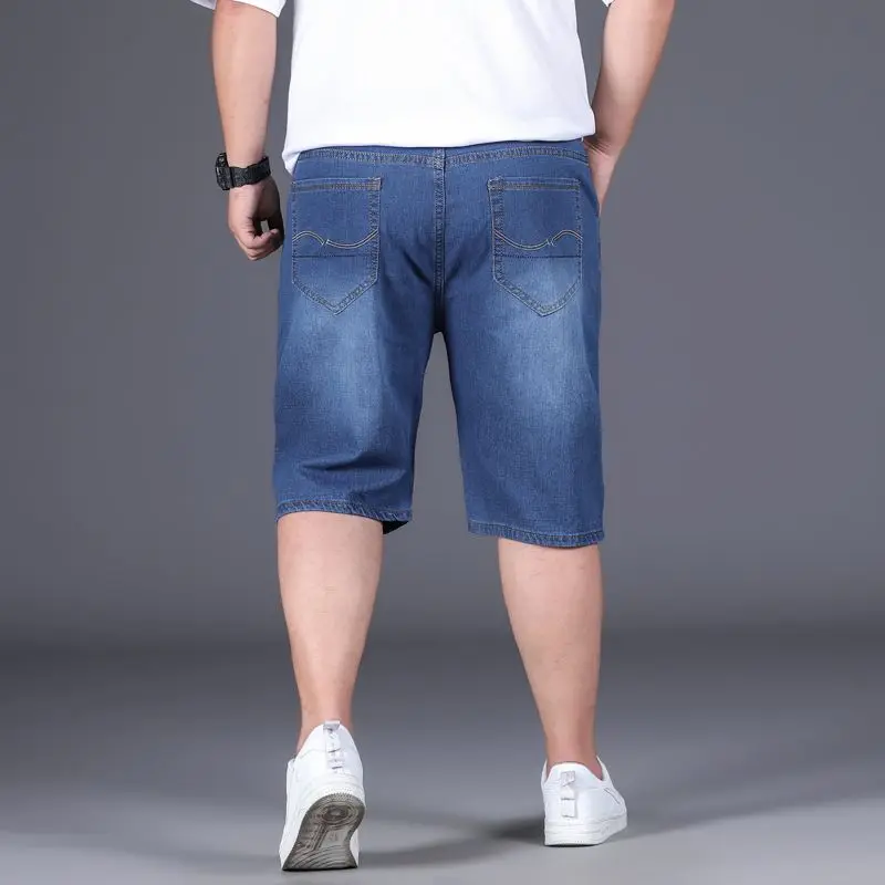 Shorts jeans casuais masculinos, streetwear grande, calça reta na altura da panturrilha, solta, tamanho grande, roupas masculinas, na moda, nova, verão, 50