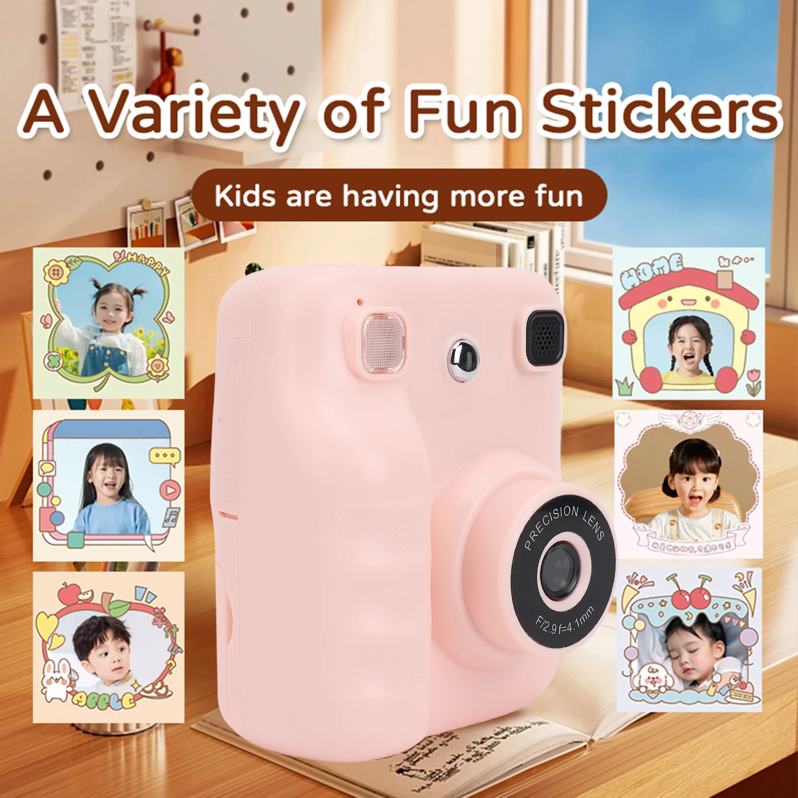 

Детская камера для мгновенной печати, цифровая камера 30 МП с экраном HD 2,4 дюйма, печать в один клик, термопринтер 200 точек на дюйм с 2 рулонными бумагами