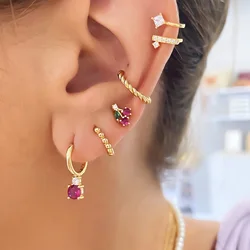 Fashion Gold Silver Color Copper Small Hoop Earrings Woman Tiny Korean Crystal Piercing Earring Unusual Jewelry New Arrival 2022