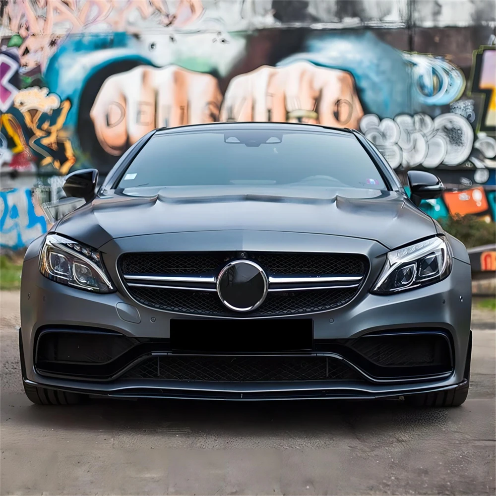 

For Mercedes-Benz C Class Coupe W205 C205 C63 C63s AMG 2015 To 2022 Black Tuning Car Front Bumper Lip Diffuser Spoiler Body Kits