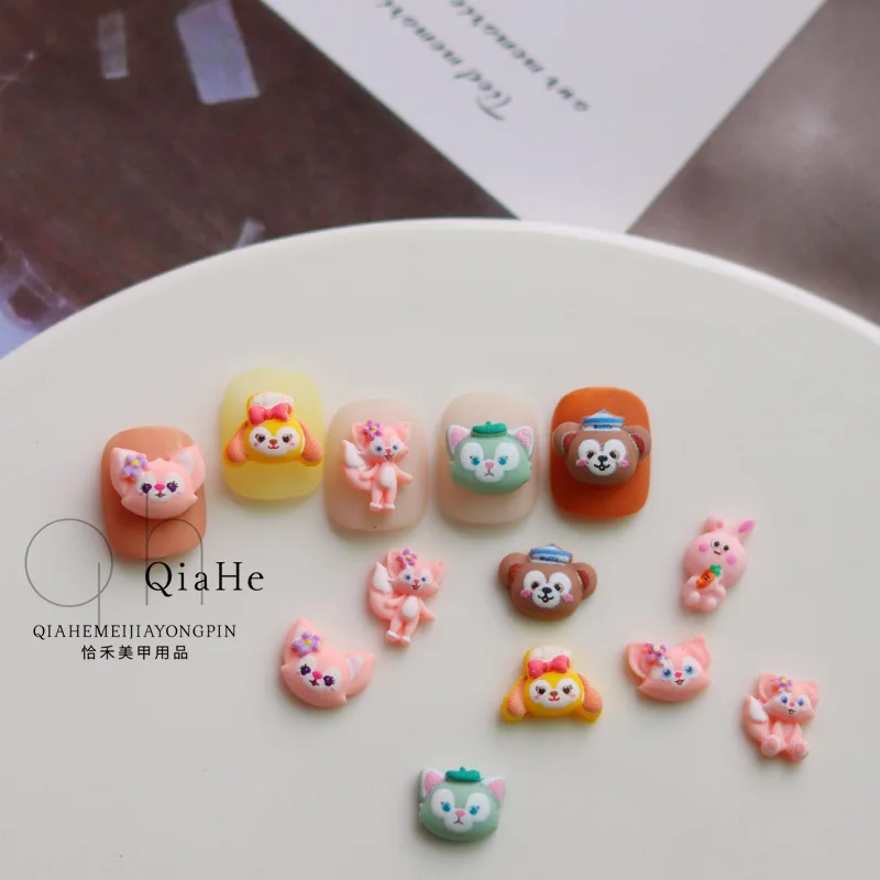 20pcs Disney Cute LinaBell Gelatoni CookieAnn Mini Cartoon Nail Charms Resin DIY Nail Decoration Nail Art Jewelry