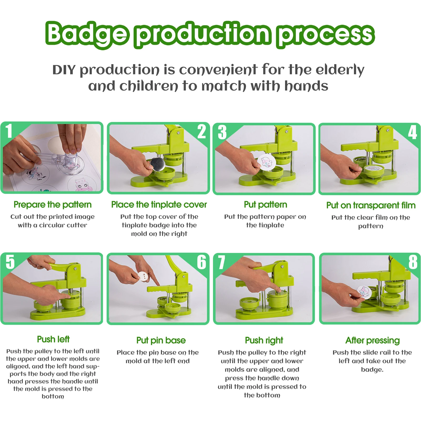 Picture 3: Button Maker Machine, 1'' (25mm) Installation-Free DIY Pin Button Maker Press Machine Kit asy to Operate
