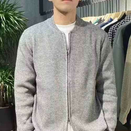 트렌디한 가디건 남성용 가을용 캐주얼 스탠드 칼라 긴 소매 트렌디한 가을용 캐주얼 스탠드 칼라 남성용 가디건 가디건 