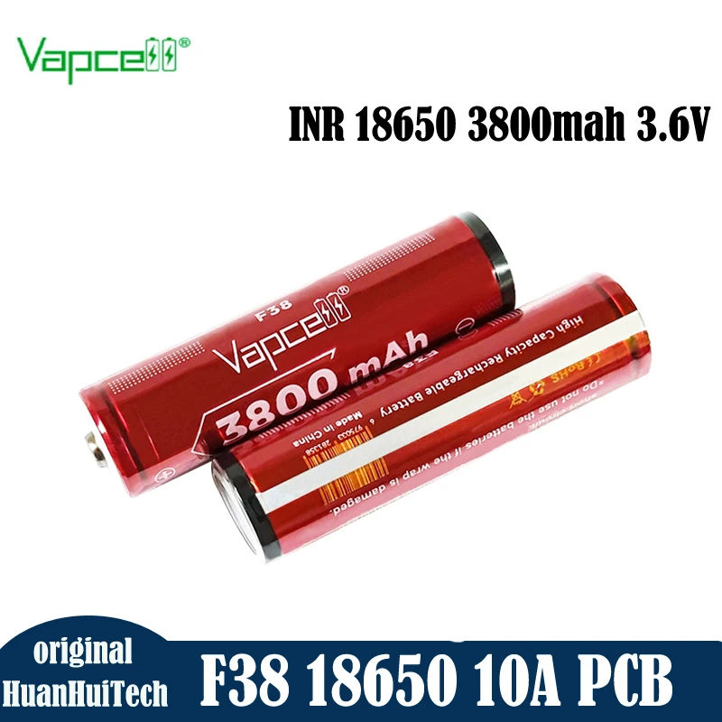 

Новая батарея Vapcell F38 INR 18650 PCB 18650 3800 мАч 10A 3,6 В, Высококачественная перезаряжаемая защищенная литиевая батарея для фонарика