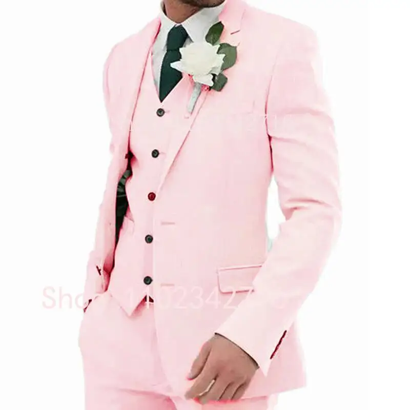 Costume Homme 3 Piece Wedding Suits for Men Two Buttons Casual Slim Prom Dinner Groom Tuxedo Terno Masculino Completo Blazer