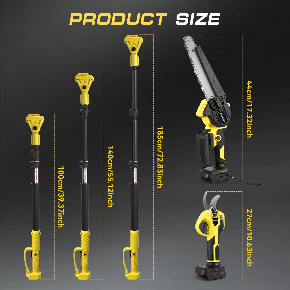 MELLWIN 4-in-1 Bürstenloser Teleskopstab mit 8-Zoll-Kettensäge & 32-mm-Gartenschere Set Gartenpflegewerkzeug für Makita 18V Akku – Detail 6