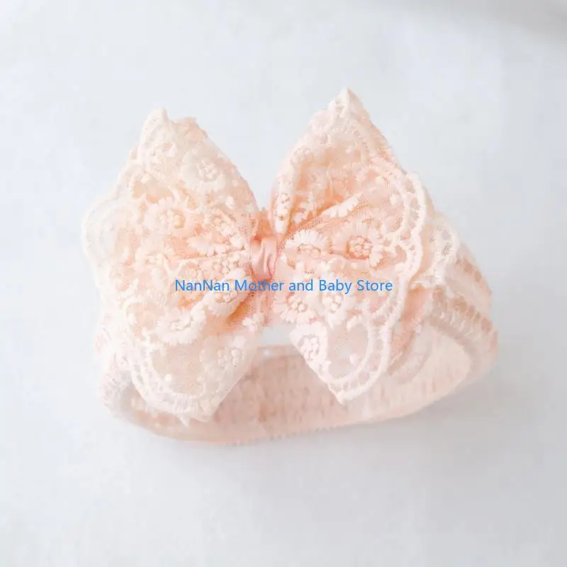 

Повязка на голову с бантом для маленьких девочек, кружевная повязка для волос принцессы, повязка на голову с большим бантом, для