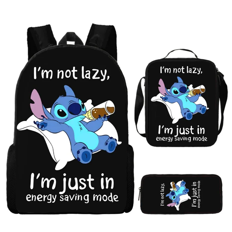 Disney Cartoon Stitch New Kids Backpack Girls and Boys Schoolbag + Pencilbag+shoulder Bag Suits  3pcs Set  Teen Outdoor Bag