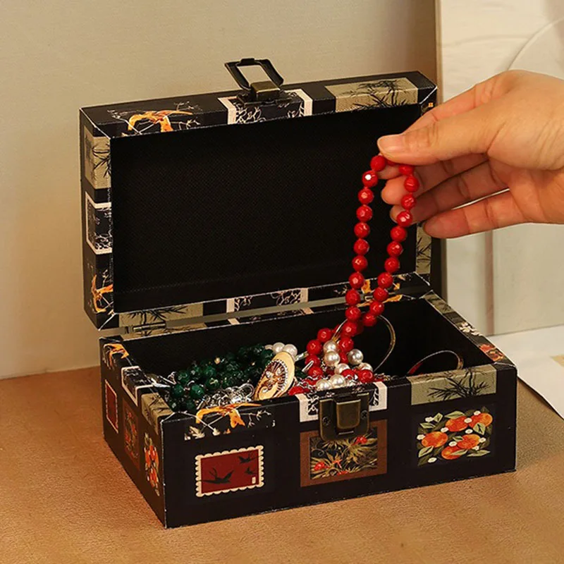 

Portable Jewlery Storage Box Wooden Trinket Organizer Boxes Decoration Earring Ring Case Desktop Bracelet Display Storages Cases