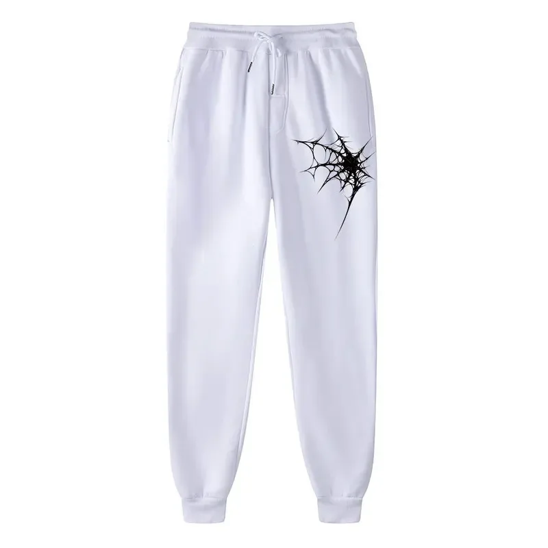 Sports Pants Men’s Drawstring Design Trousers Spider Web Print for All Seasons Training Comfortable Outdoor Sweatpants Unisex