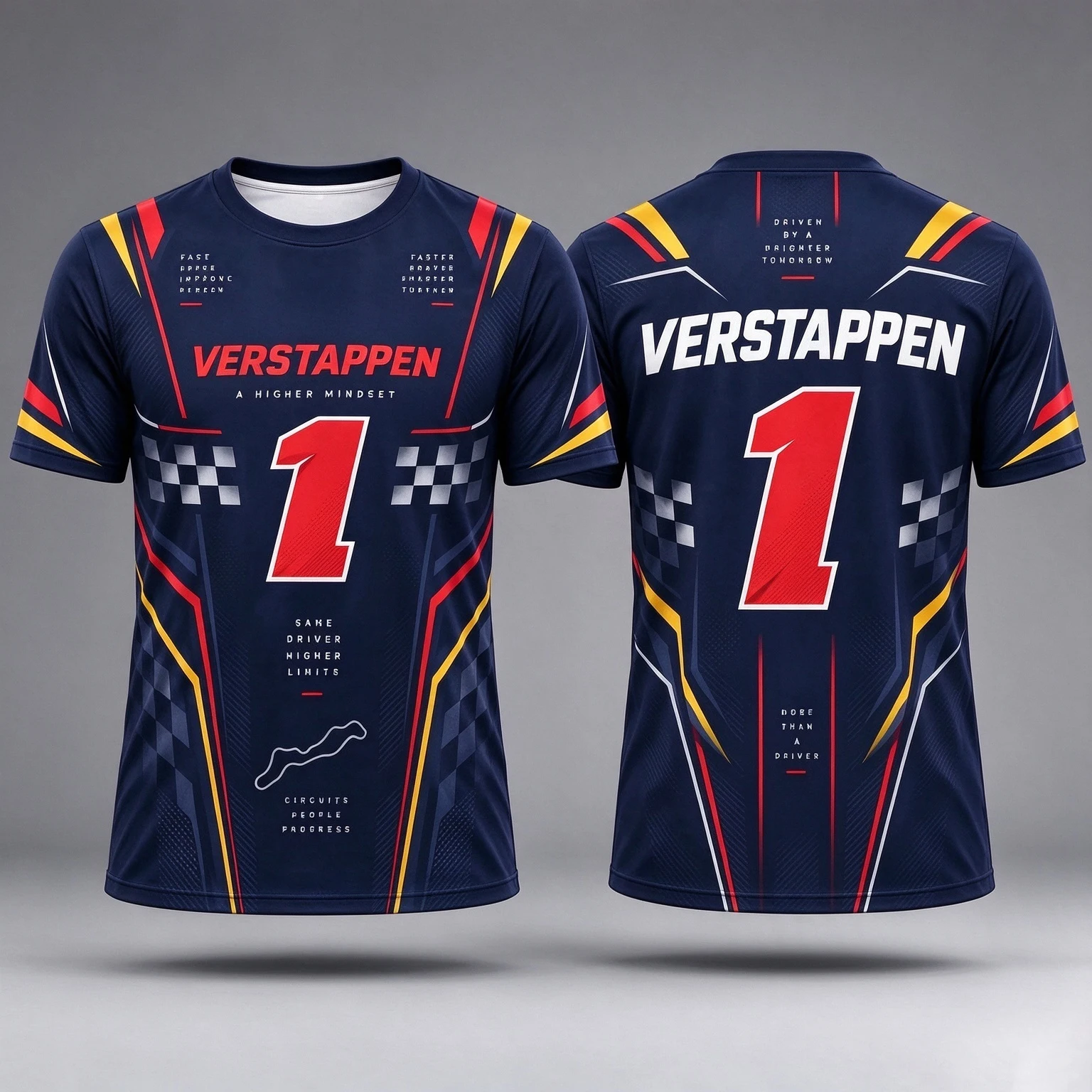 F1 Verstappen 1 Men's Racing T-shirt Round Neck Short Sleeve Double Sided Full Print Racing Fan T-shirt
