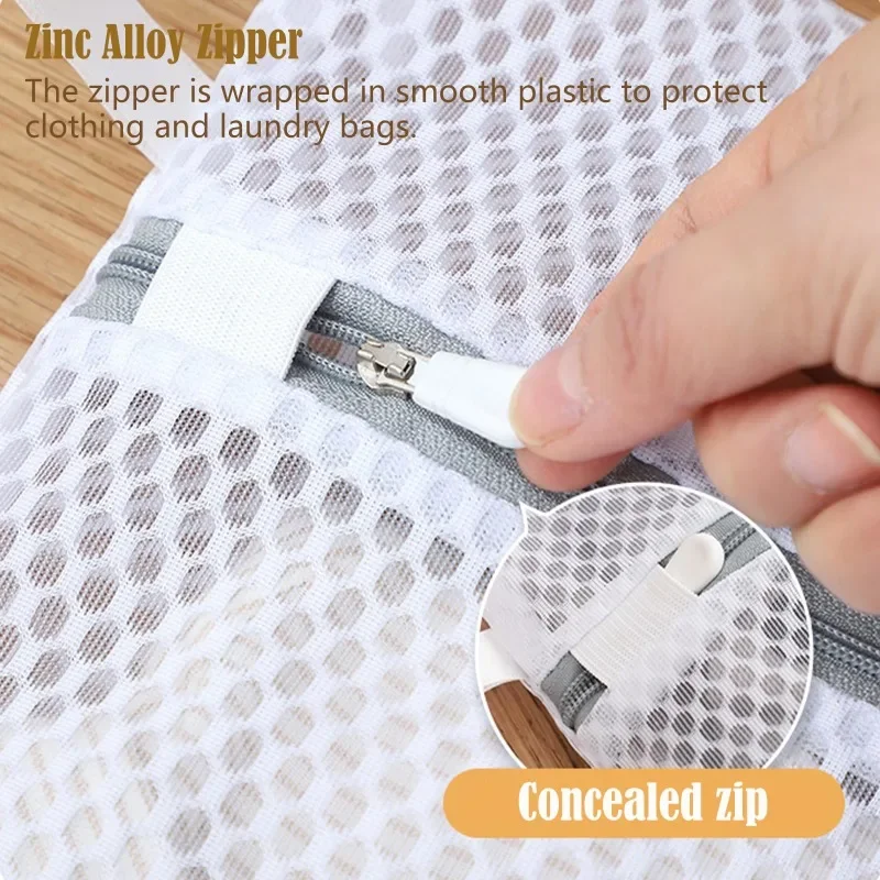 3PC White Durable Honeycomb Mesh Laundry Bags for Delicates Net Fabric Durable and Reusable Delicate Wash Bag view 2