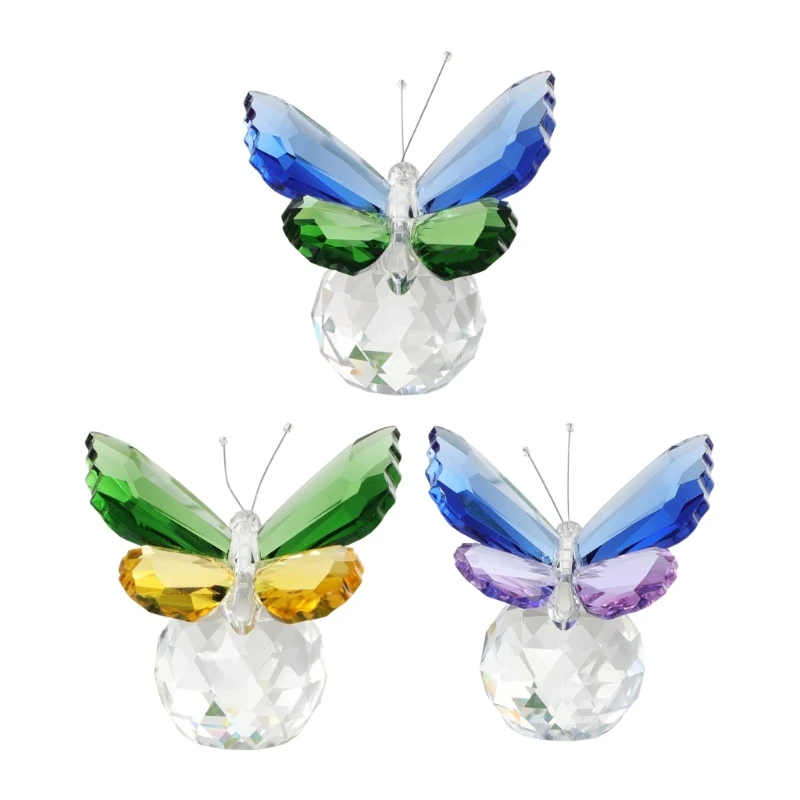 Butterfly Display Sculpture Butterflies Shaped Ornament Crystal Desk Decorations