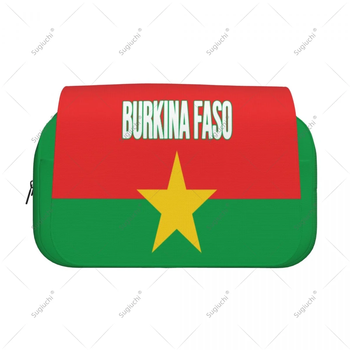 Pencil Case Scissors Bags 3D Burkina Faso Flag Double-layer Oxford Cloth Stationery Storage Pen Box Case