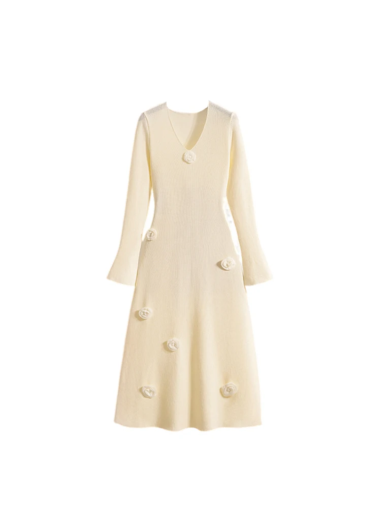 Casual V-Ne Taille-Cinching Dr Dames plus maat Faionable Design Ci Commute Winter Long Sve Midi Dr