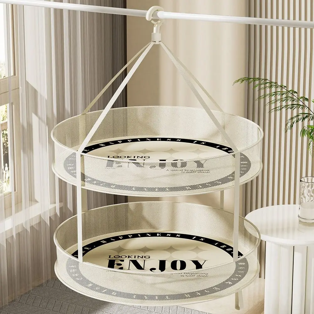 Multifunctional Clothes Drying Basket Anti-Deformation Hanging Dry Clothes Net Pocket Foldabe Tiled Drying Basket for Household