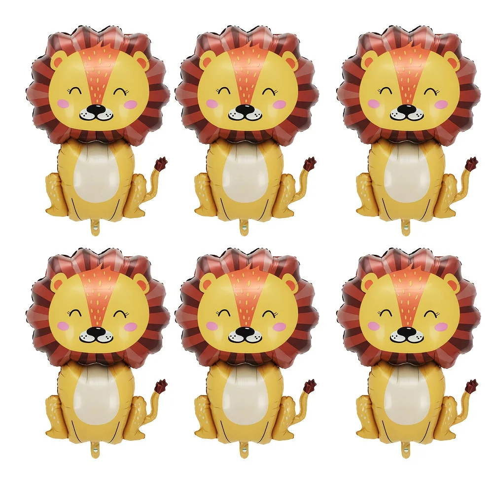 6-teiliges Tier-Ballon-Set, Löwe, Elefant, Giraffe, Cartoon-Ballon mit Tiermotiv, Geburtstagsparty-Zubehör, Jubiläumsfeier-Dekoration