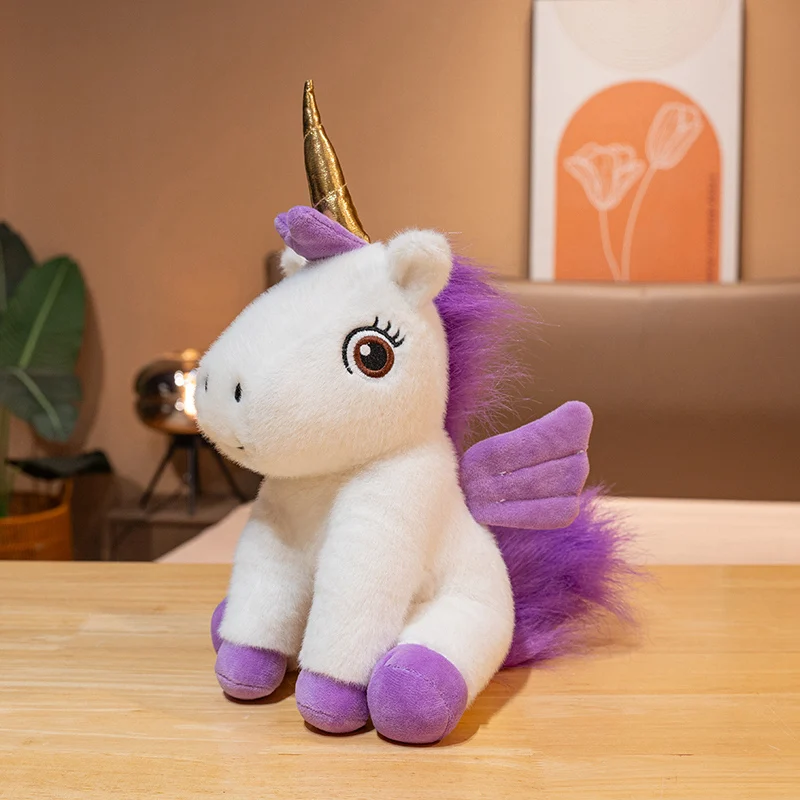 35cm Uroczy Siedzący Jednorożec Pluszak Miękka Zabawka Różowy Niebieski Fioletowy Czerwony Fantastyczne Zwierzę Chiński Rok Maskotka Uspokajający Prezent