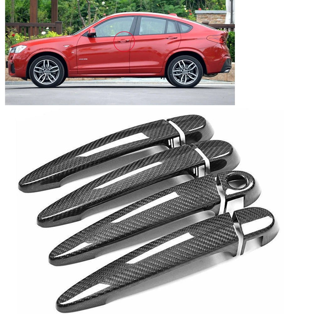 Carbon Fiber Car Door Handle Cover For 2014-15 BMW X4 F26 w/ Smart Key Hole