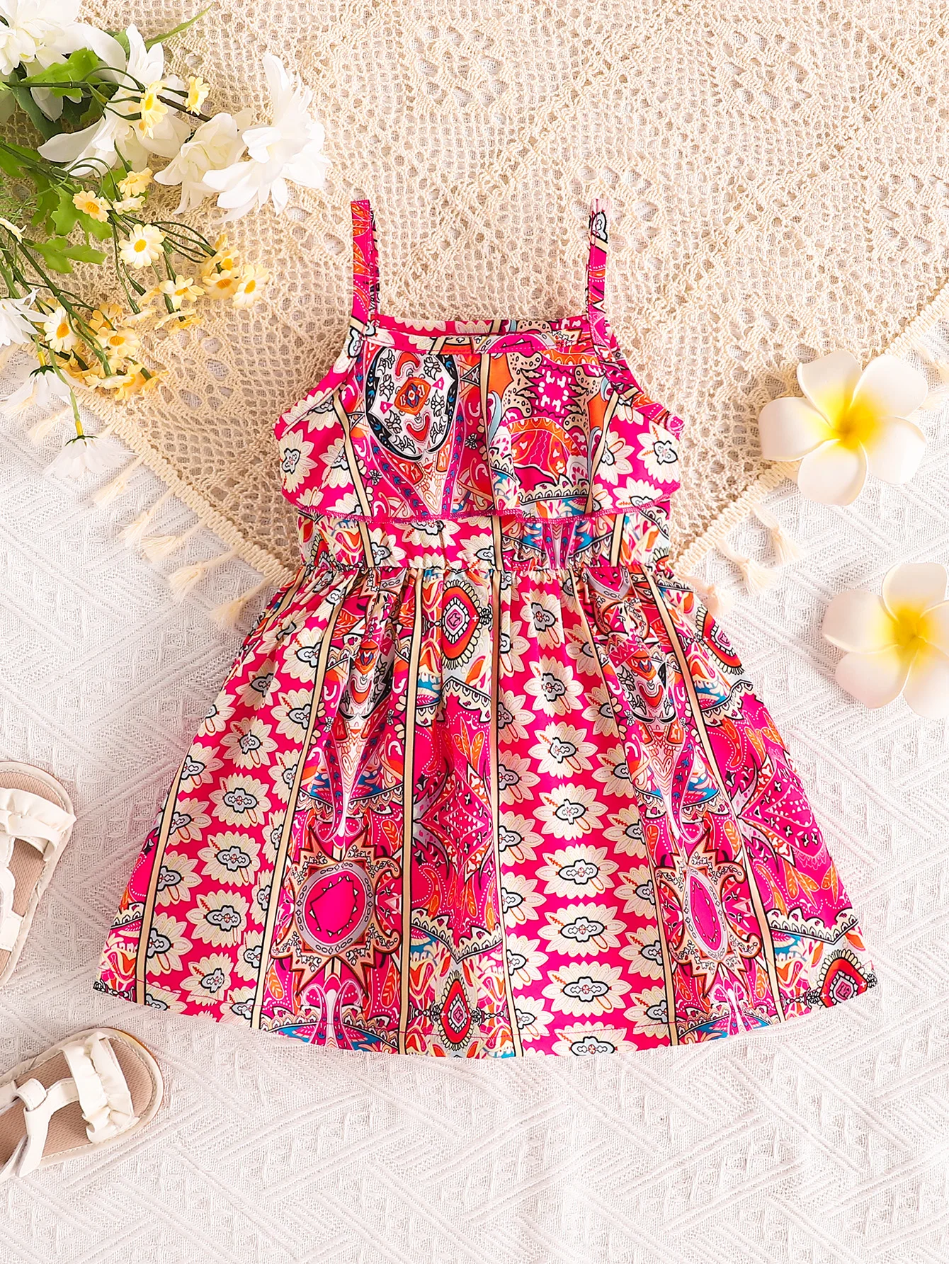 Baby Girls Dress Baby Flower Bohemian Style Sleeveless Dresses 2024 Summer Infant Newborn Fashion Clothing