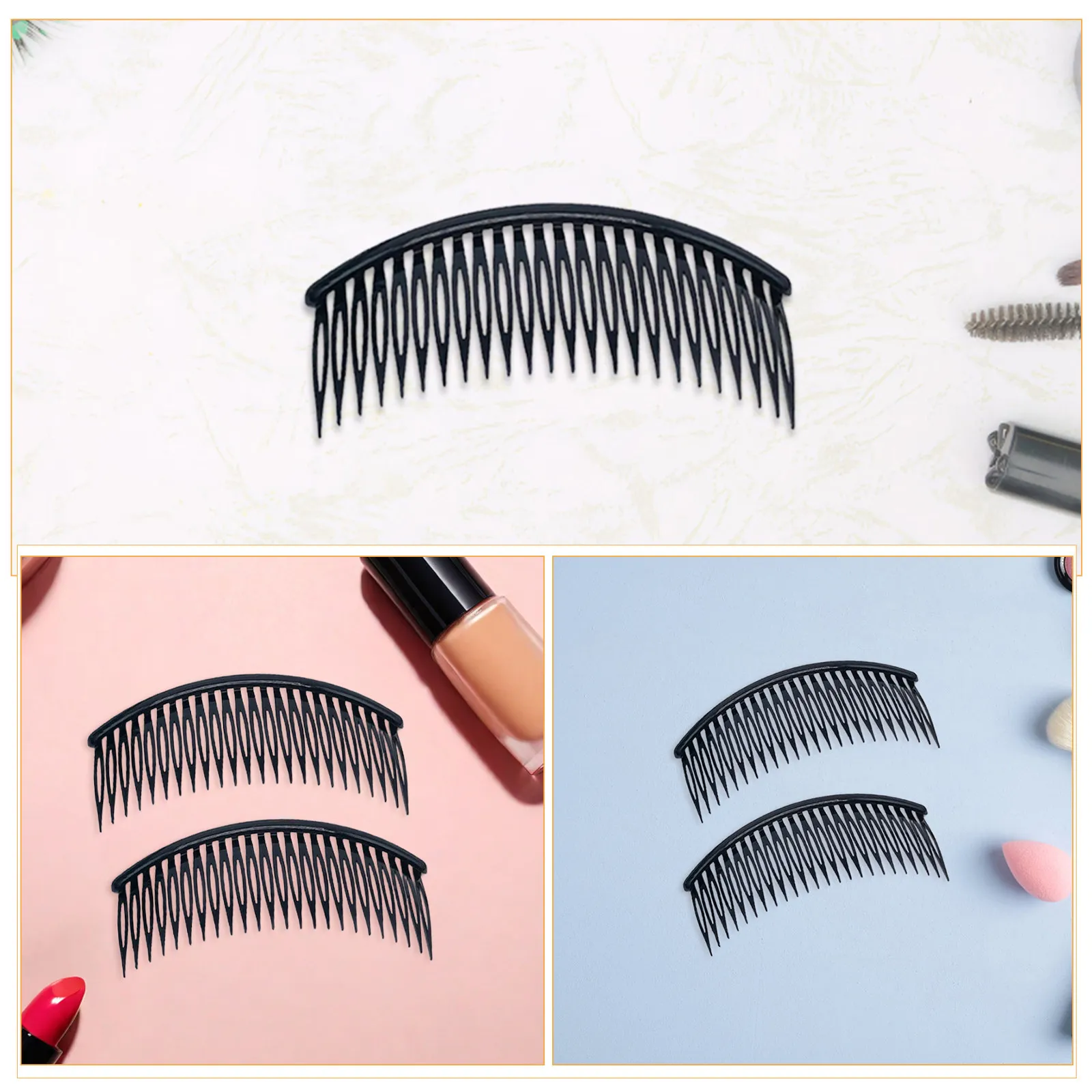 48Pcs Large Black Plastic Hair Side Combs 12cm Slide Bun Holder 24 Teeth Hair Styling Clips for Women DIY Hairstyles