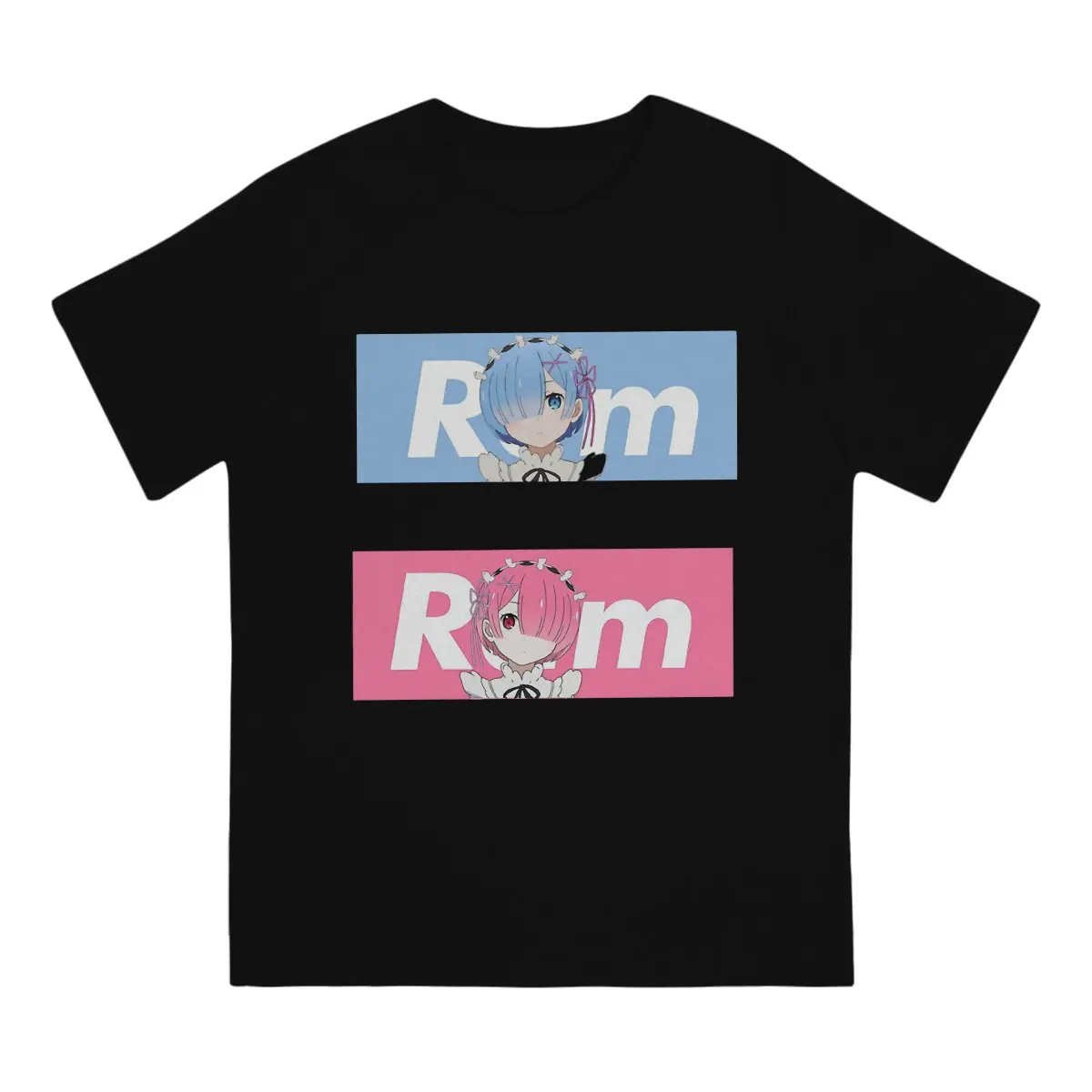 Humor Rem and Ram Pack Classic T-Shirts Men Round Collar T Shirts ReZERO Starting Life In Another World Short Sleeve Tees Gift