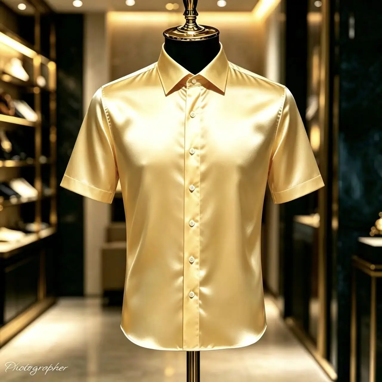 

Men's solid color satin short sleeved dress shirt, elegant and slim fit, with a glossy feel suitable for wedding parties