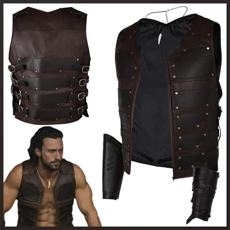

FC62024 Movie Hunter Superhero Costume Disguise Kraven Cosplay Fantasy Necklace Sleeveless Vest Clothing Adult Men Party Ou@FC8！