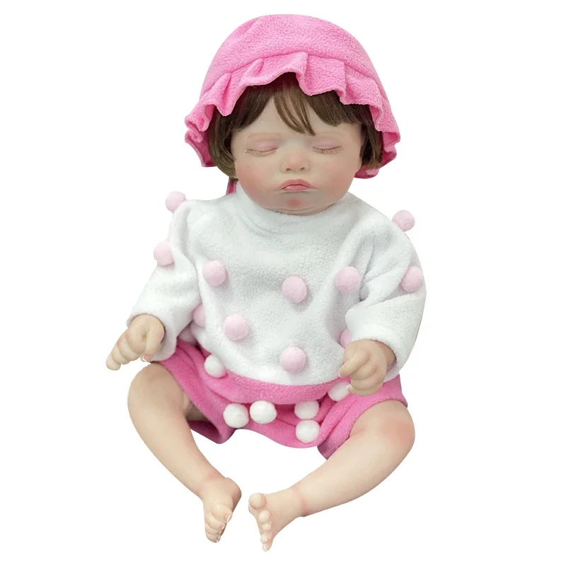 45cm Reborn Sleeping Rosalie Zacht handgeworteld haar 3D-huid met aderen Collectible Art Doll