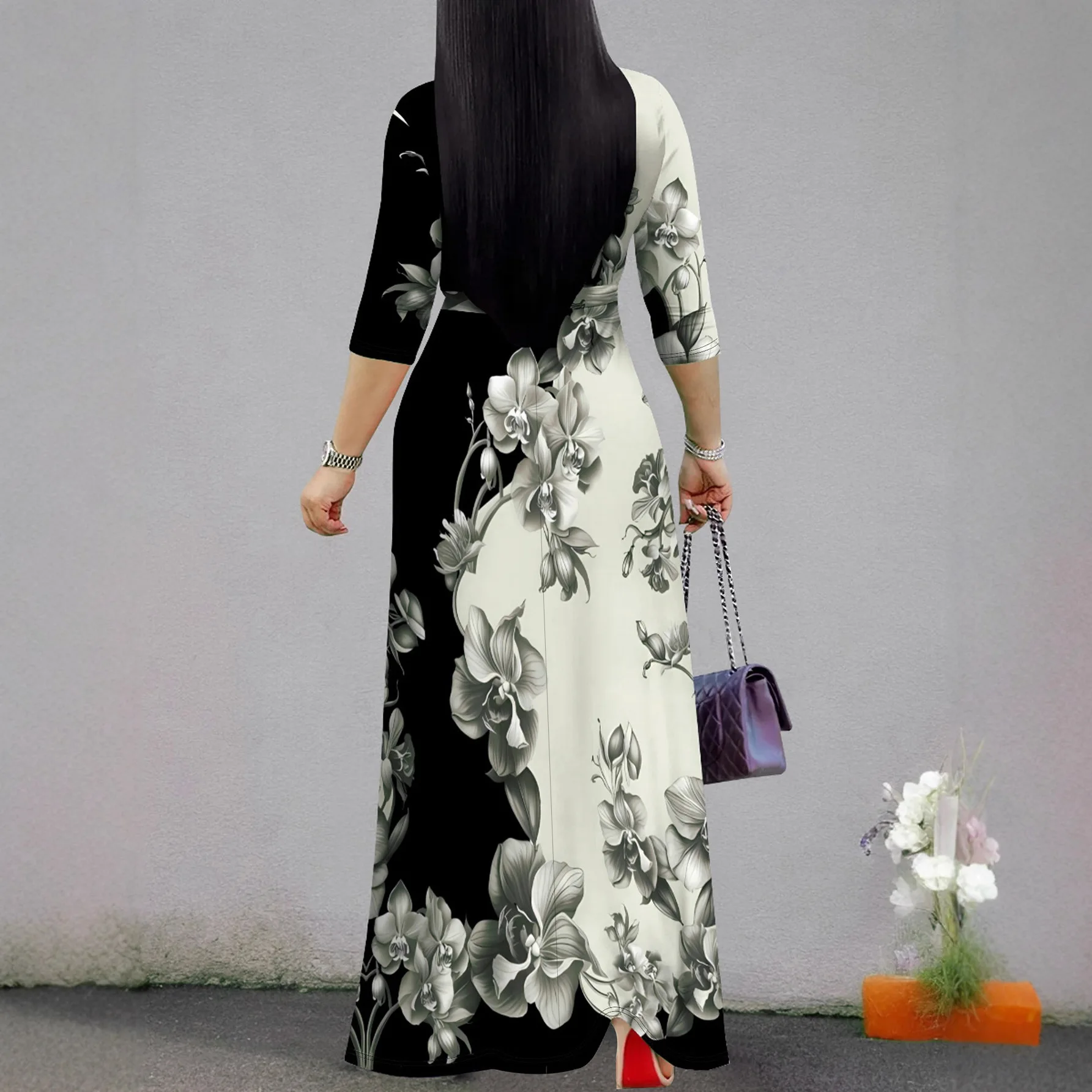 Plus Size Elegant Long V-neck Midi - Image 3