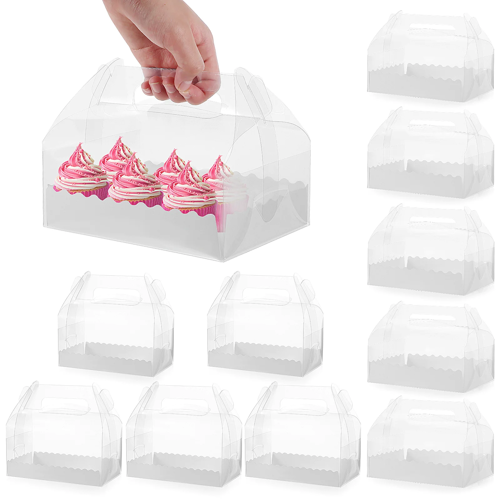 

10 Pcs Display Box for Desserts Easy to Assemble Cake Container Storage Kitchen The Pet Cupcake Protective Film