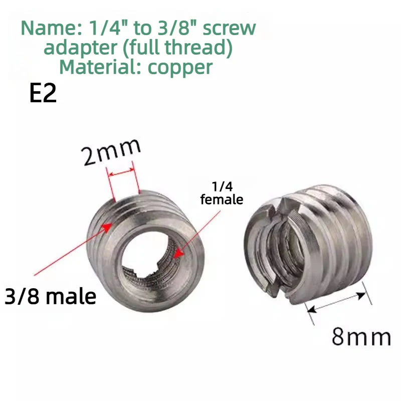 1/4 to 3/8 Thread Adapter Nut Stainless Copper Screw Tripod QR Plate Converter DSLR Camera Stand Ballhead Accessory