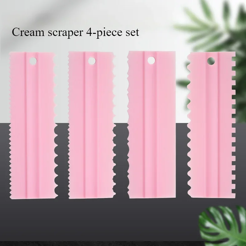 DIY Baking Tools Plastic Cream Scraper Set New Comb Cake Scraper Pattern Cream Scraper 4-piece Set Kitchen Accessories