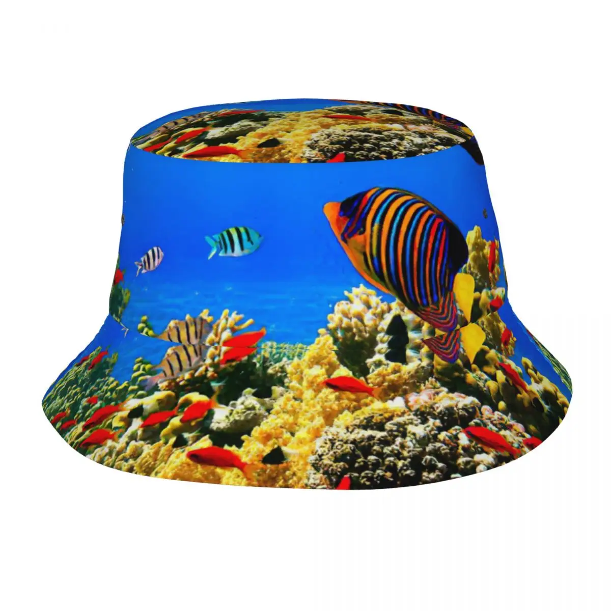 Underwater World With Colorful Fish And Coral Reefs Unisex Casual Sun Hat Bucket Bob Hip Hop Cap Fisherman Panama