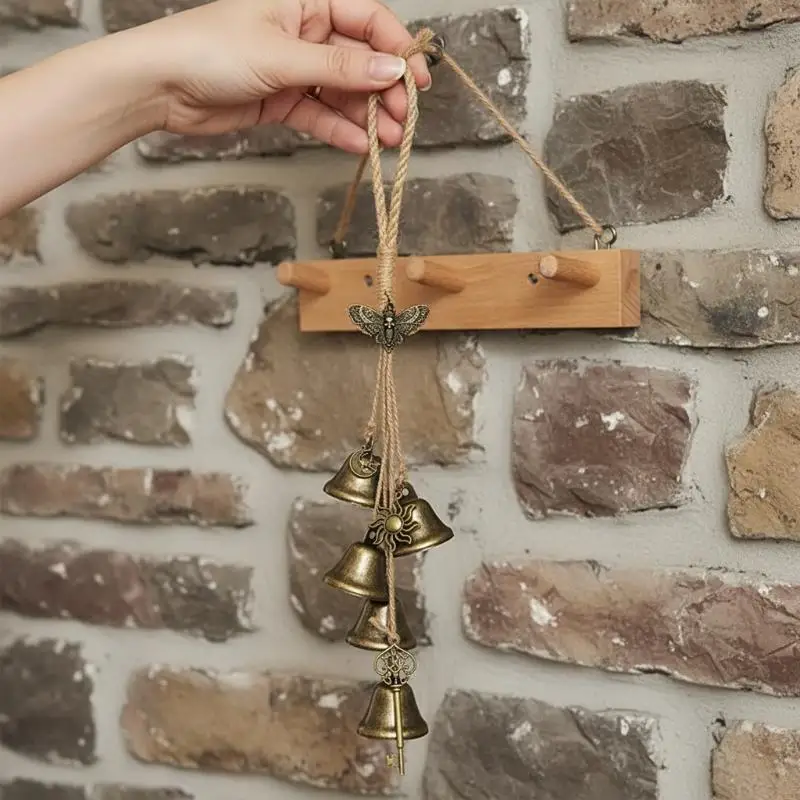 Bronze Retro Wind Chime Butterfly Metal Pendant Soft Pleasant Chime for Home Garden Balcony Decoration