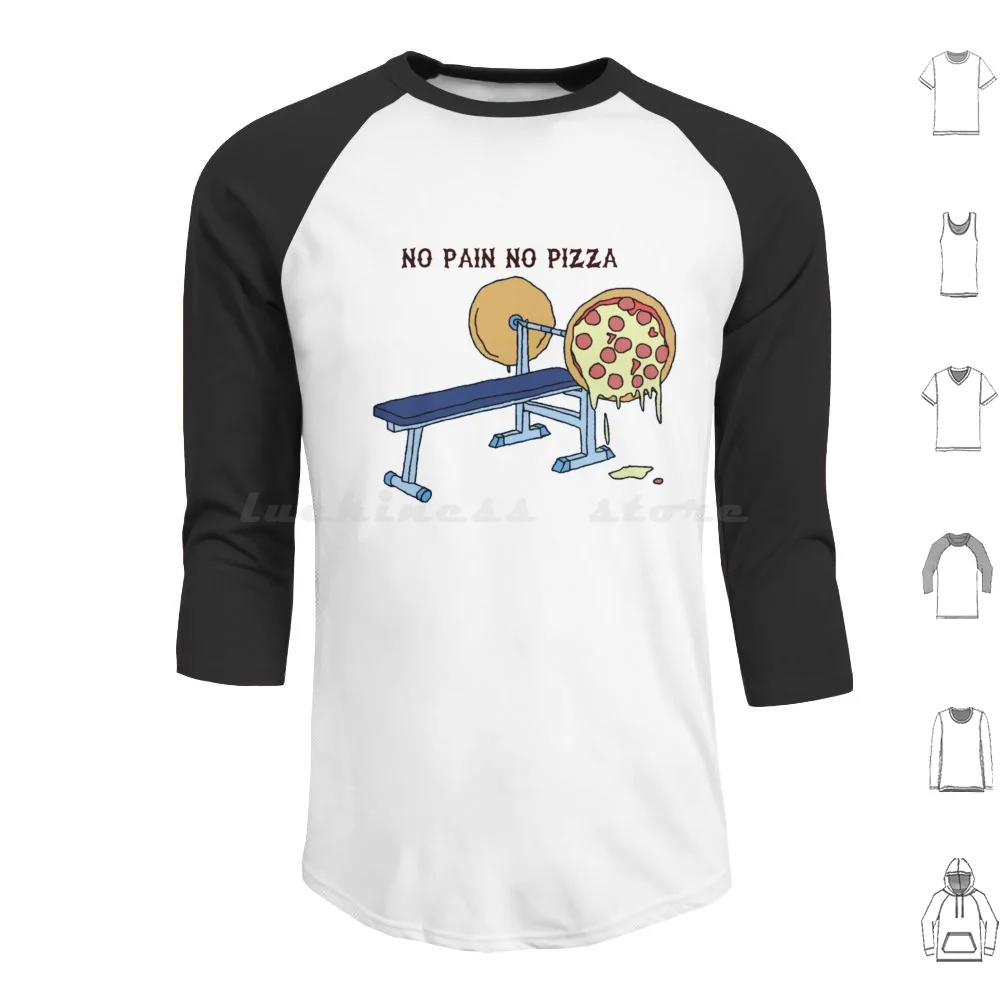 No Pain No Pizza Hoodie cotton Long Sleeve Workout Funny Fitness Gym Exercise Quote Motivation Bodybuilding Fit