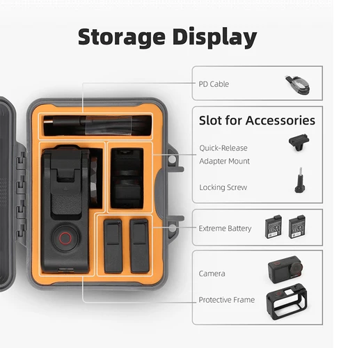 Imagen 2 del producto Estuche de almacenamiento portátil para DJI Osmo Action 5Pro/Action 4 3, caja de transporte impermeable para DJI Action 3, accesorios para cámaras deportivas