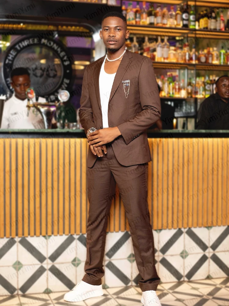 Elegant Men's Suits Single Breasted Notched Lapel 2 Pieces Groom Wedding Guest Suit Evening Blazer Slim Fit Jacket Customized