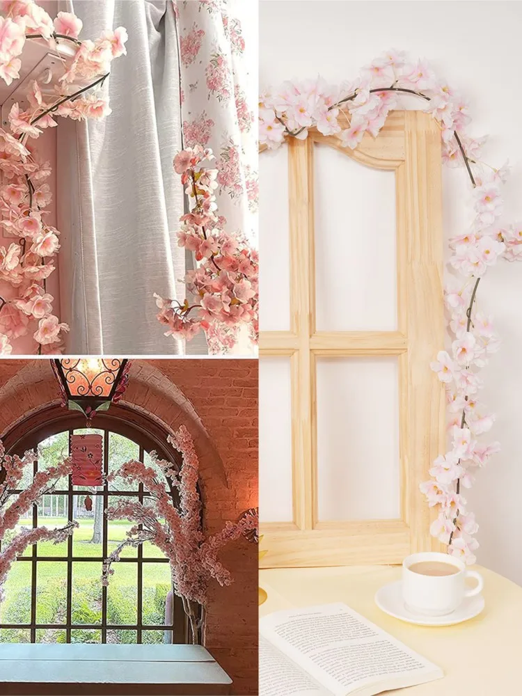 175cm White Cherry Blossom Sakura Garland Artificial Flowers Backdrop Party Wedding Valentine\'s Day Decoration Home Decor Bride