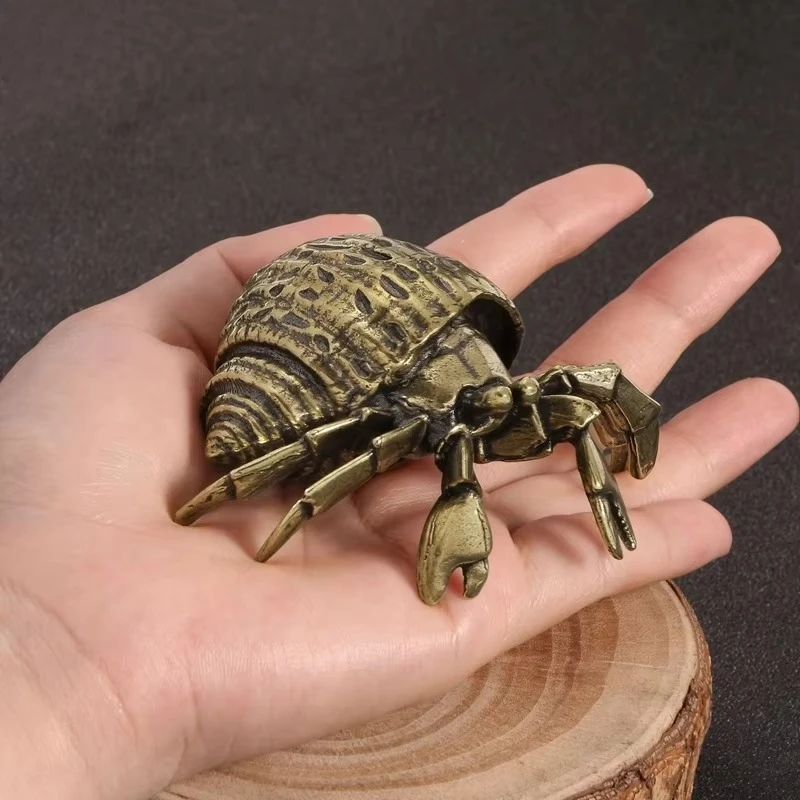 Brass Large Hermit Crab Miniatures Figurines Vintage Handmade Copper Animal Ornaments Home Decor Living Room Desktop Crafts