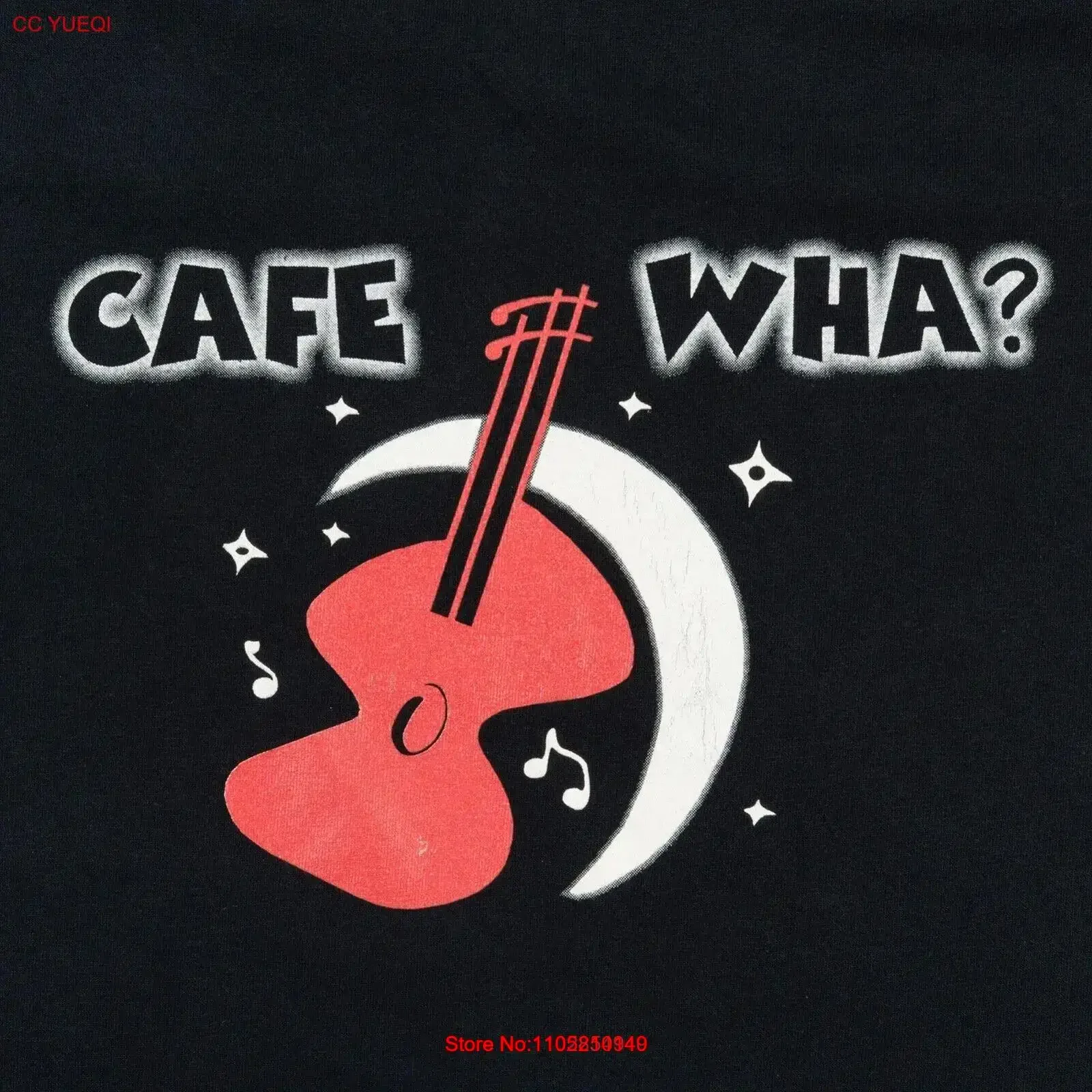 تي شيرت Cafe Wha الأسطوري الشهير لقرية غرينتش منذ عام 1959 روك فوك تي شيرت L عتيق مغسول ملابس الشارع الشهير ممتد