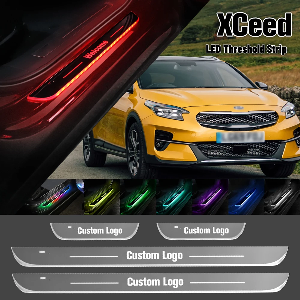 

Для Kia XCeed CD 2008-2023 Автомобильная фотосессия индивидуальный Логотип Подсветка порога двери 2017 2019 2020 2022 приветственный порог аксессуары